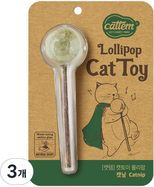 캣템 고양이 롤리팝 장난감 캣닢, 롤리팝 캣닢, 3개