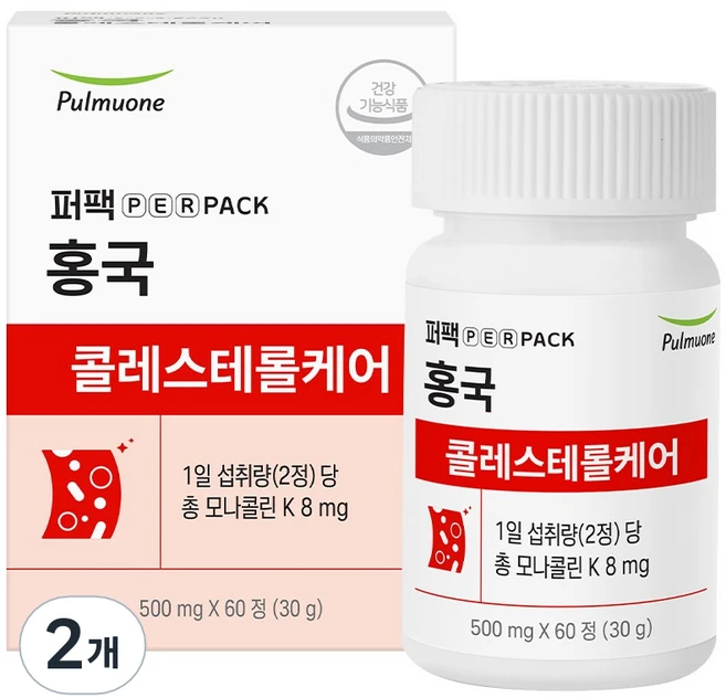 풀무원건강생활 퍼팩 홍국 콜레스테롤 케어, 60정, 2개 - 쿠팡