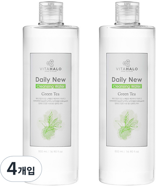 비타할로 데일리 뉴 제주 그린티 클렌징워터, 500ml, 4개