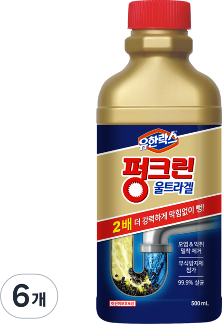 유한락스 펑크린 울트라겔 배수구 세정제, 500ml, 6개