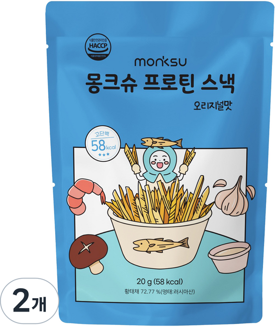 몽크슈 프로틴 황태 스낵 오리지널, 20g, 2개