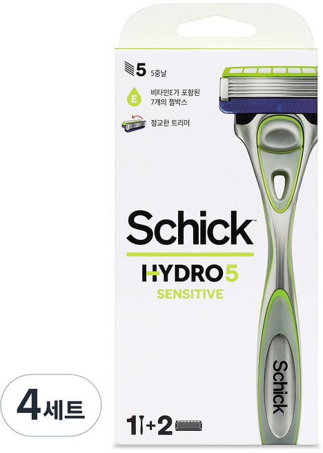 쉬크 하이드로 5 오리지널 센서티브 핸들 + 여분날 2p 세트, 4세트