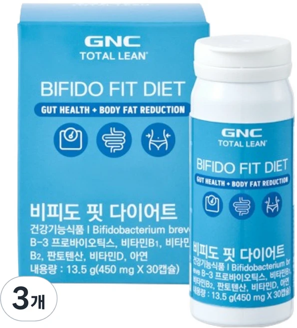 GNCTOTALLEAN 비피도 핏 다이어트 유산균, 30정, 3개 - 쿠팡