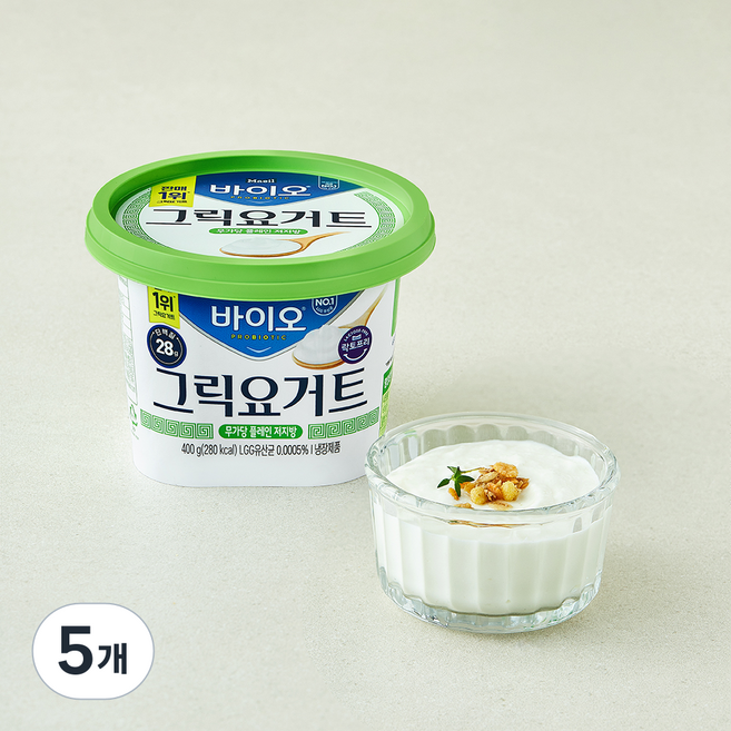 매일바이오 무가당 저지방 그릭요거트, 400g, 5개