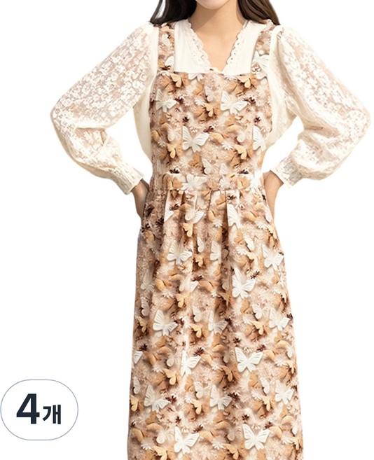 바른리빙 프시케 원피스 앞치마, 베이지, 4개