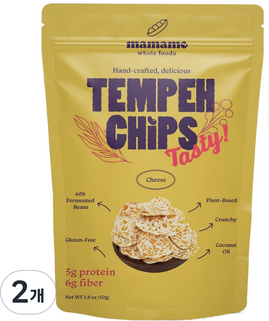 마마메 템페 칩스 치즈, 50g, 2개