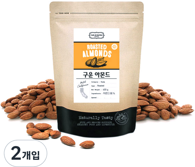 넛츠앤베리스 구운 아몬드, 400g, 2개