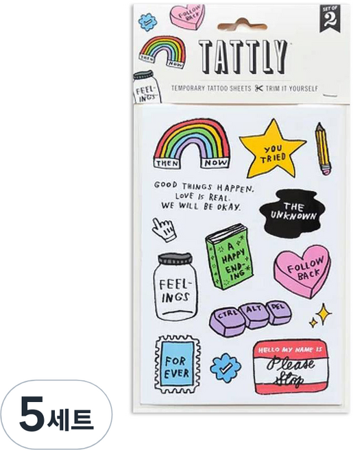 태틀리 타투 스티커 시트 2p, 믹스드 필링즈, 5세트