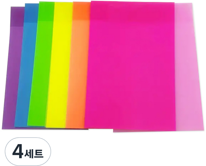 동아피엠에스 대형 형광 투명 점착 메모 스티커 6종 세트 15 x 10 cm, 혼합색상, 4세트