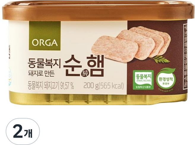 올가홀푸드 동물복지 돼지로 만든 순햄, 2개, 200g