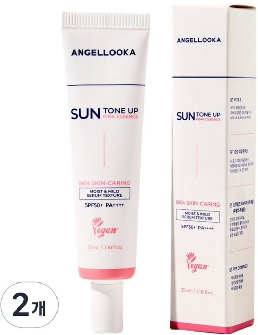엔젤루카 핑크톤업 선 에센스 SPF50+ PA++++, 2개, 35ml
