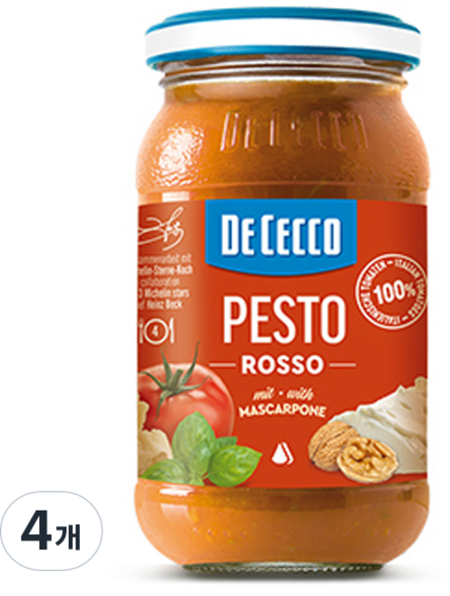 데체코 레드 패스토 파스타소스, 200g, 4개