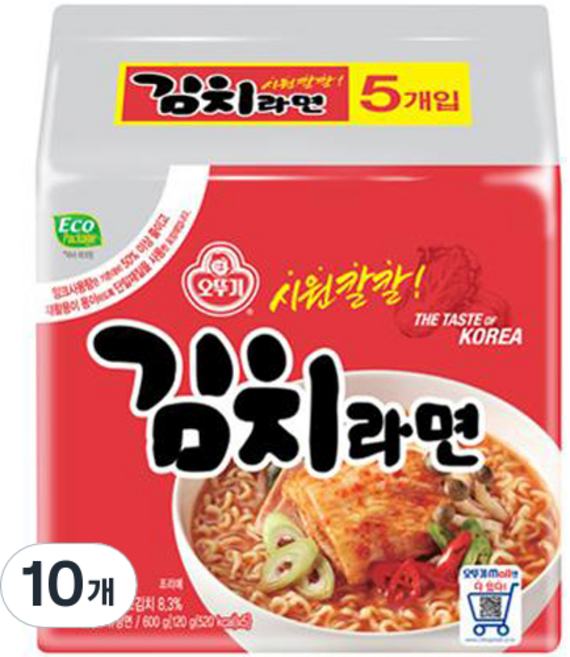 오뚜기 김치라면 120g, 10개