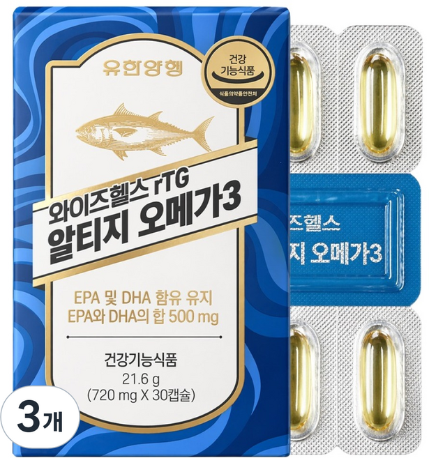 YUHAN 柳韓洋行 Wise Health rTG Omega-3 21.6g, 3個, 30錠