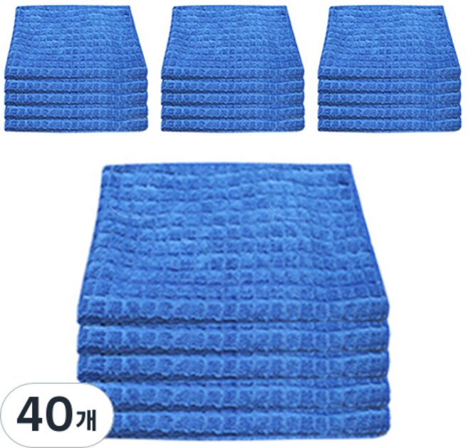 월드크린 고급 바둑 극세사 손걸레 블루, 40개