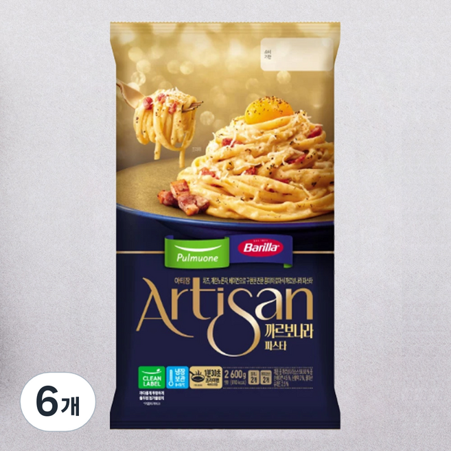 풀무원 바릴라 아티장 까르보나라 파스타 2인분, 600g, 6개