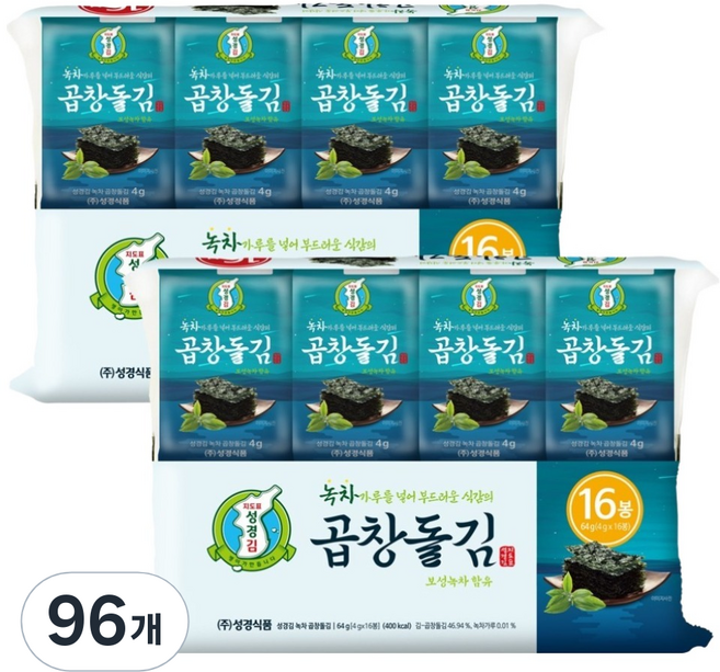 지도표성경 녹차 곱창돌김, 4g, 96개