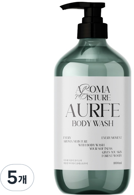 아우페 아로마 모이스처 대용량 퍼퓸 바디워시 포레스트우디향, 1L, 5개