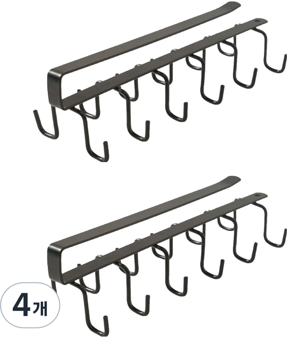 와이홉 옷장 선반 수납 정리 12구 잡화걸이, 블랙, 4개
