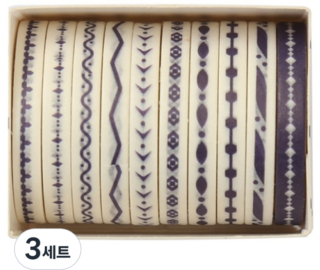 셀링뉴 아트스핀 울타리 다꾸 마스킹 종이 테이프 10종 세트 5mm x 2m, 기하학, 3세트