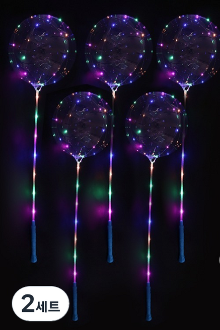 BYOORABYOO LED 透明氣球 夜光派對 慶典氣球組 5入 + 手動打氣筒組, 2套, 混合顏色