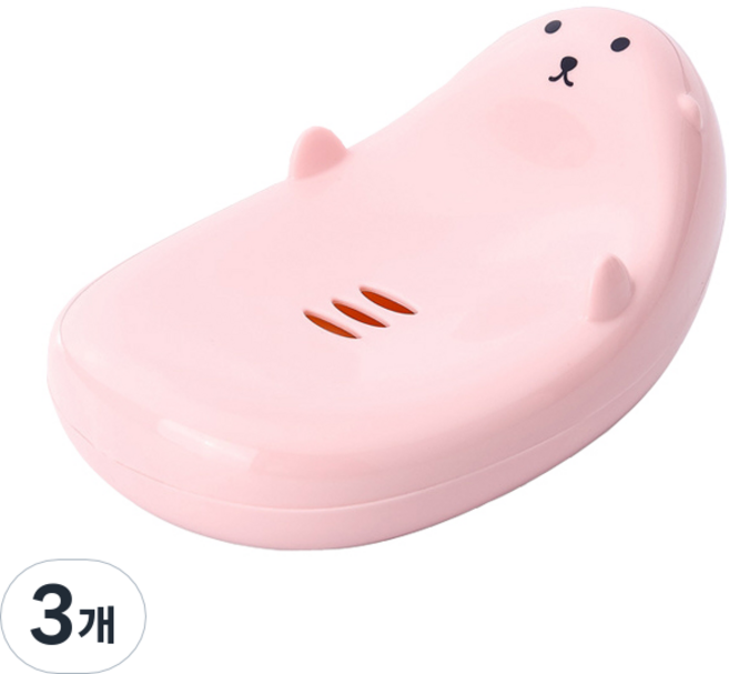 제이라이프 수달 비누 받침대, 핑크, 3개