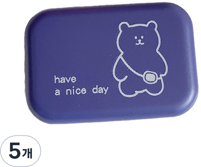 브랜드미 귀여운 곰돌이 렌즈 케이스, 다크퍼플, 5개