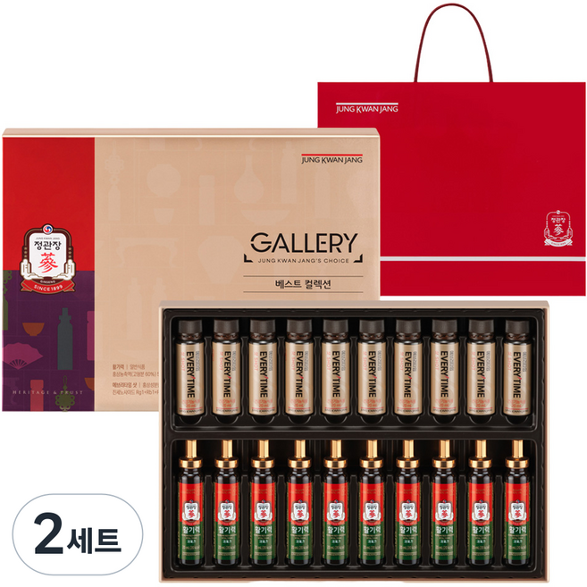 정관장 정품 갤러리 컬렉션에브리타임 샷 20ml x 10p + 활기력 20ml x 10p + 쇼핑백, 2세트