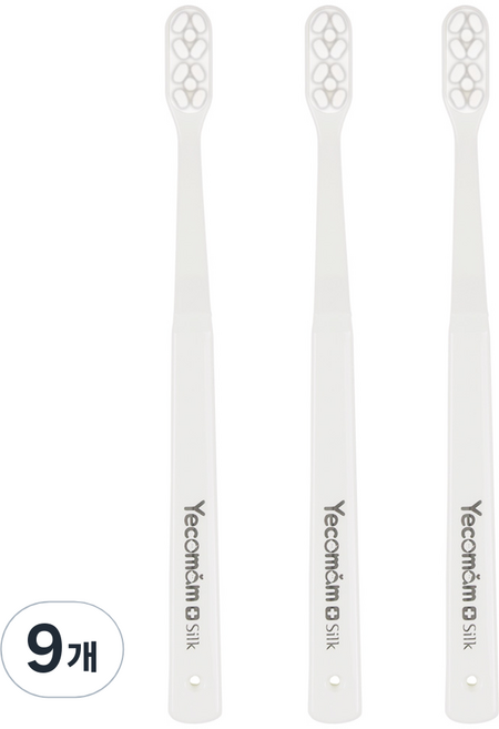 예꼬맘 실크 성인 칫솔 화이트, 9개, 1개입