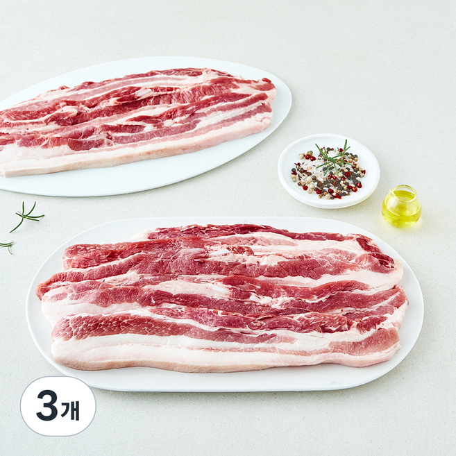 백두대간 한돈 미박 삼겹살 구이용 (냉장), 3개, 1kg