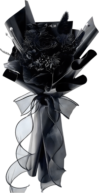 Dark Rose 浪漫永生玫瑰花束, 黑色