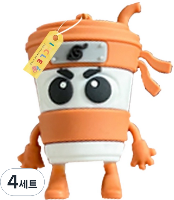 아이끌레 이탈리안 브레인롯 피규어 카푸치노 아사시노+스트랩 키링세트, 4세트