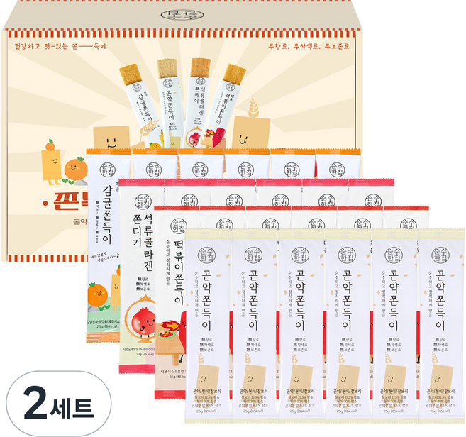 순수한집 곤약쫀드기 쫀득이 4종 x 6p 세트, 600g, 2세트