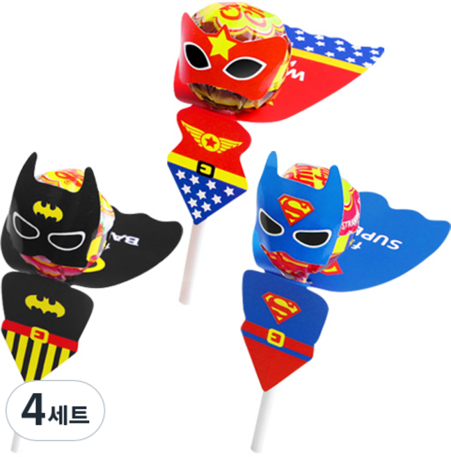 인디케이 날아라 히어로 3종 막대사탕 페이퍼 120set, 혼합 색상, 4세트