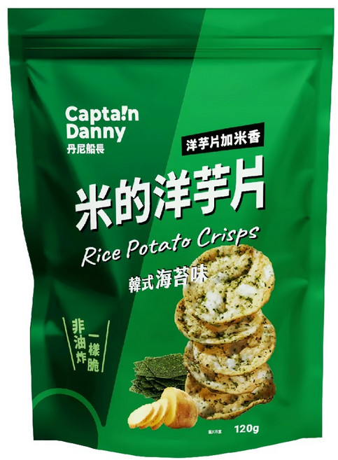 Captain Danny 丹尼船長 米的洋芋片 韓式海苔味, 120g, 1包