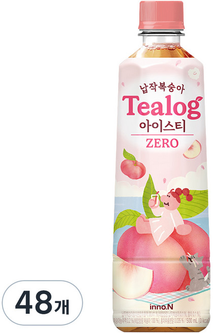 티로그 납작복숭아 아이스티 홍차 제로, 500ml, 48개