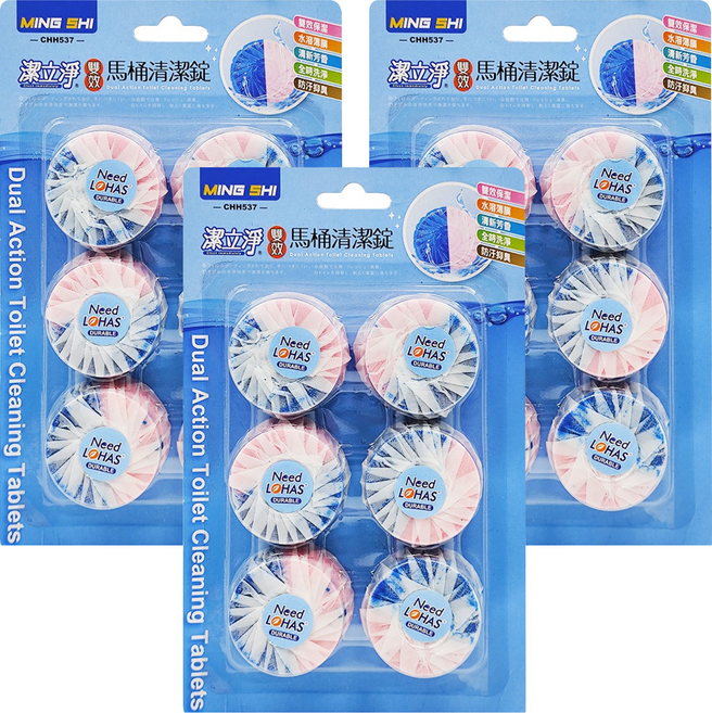 潔立淨 雙效馬桶清潔錠, 50g, 18顆