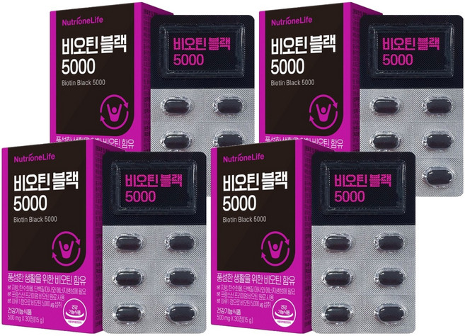 뉴트리원 비오틴 블랙 5000 15g, 30정, 4개