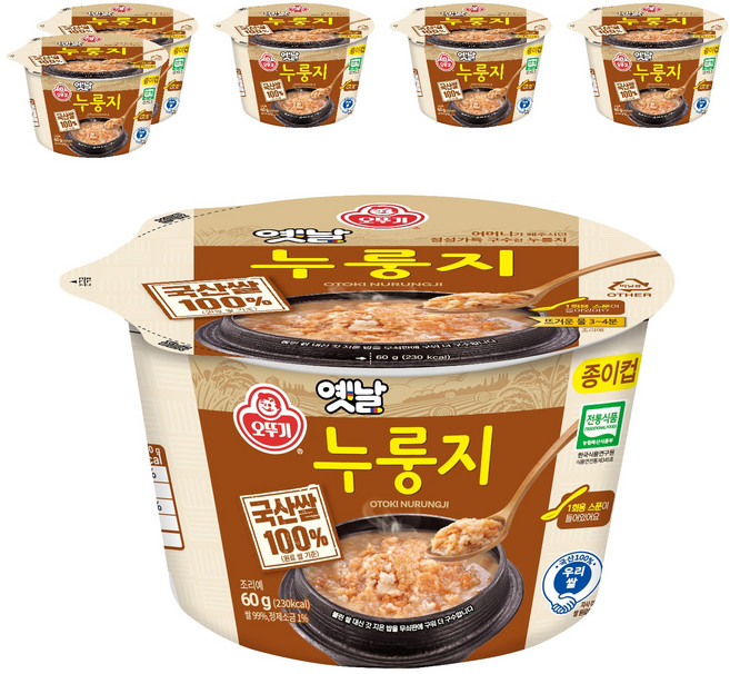 오뚜기옛날 구수한 누룽지 컵형, 60g, 6개