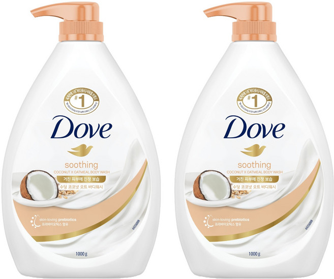 도브 수딩 코코넛 오트 바디워시, 1kg, 2개