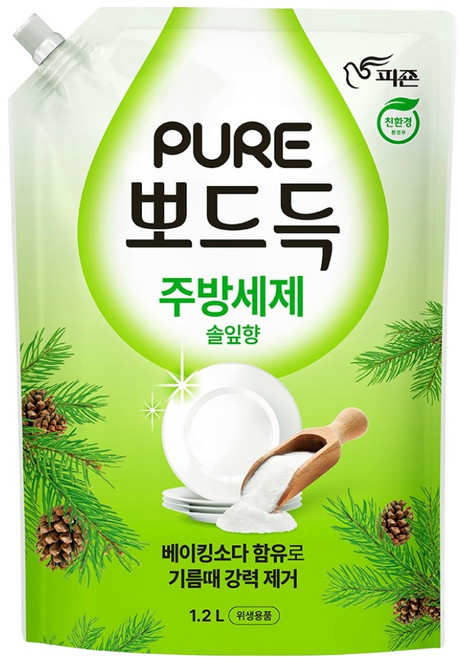 피죤퓨어 뽀드득 주방세제 솔잎향, 1.2L, 1개