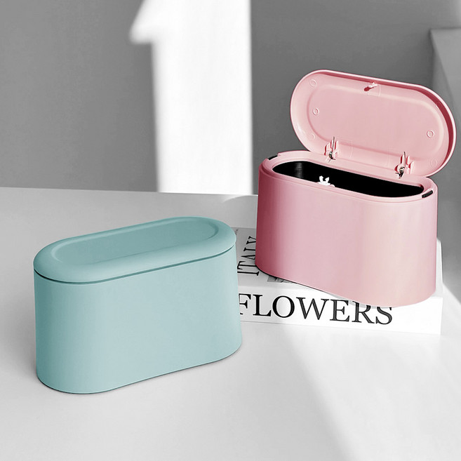 모나코올리브 라파스텔 심플 원터치 휴지통 2종 세트, 민트, 핑크