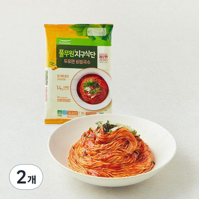 풀무원 지구식단 얇은 두유면 비빔국수, 423g, 2개