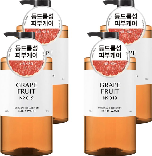 해피바스 오리지널 컬렉션 바디워시 자몽향, 910g, 4개