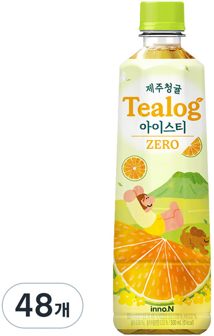 티로그 제주청귤 아이스티 녹차 제로, 48개, 500ml