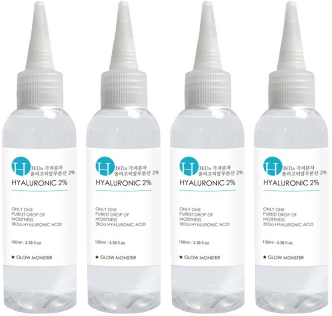 글로우몬스터 3Kda 극저분자 올리고히알루론산 2% 원액 토너, 100ml, 4개