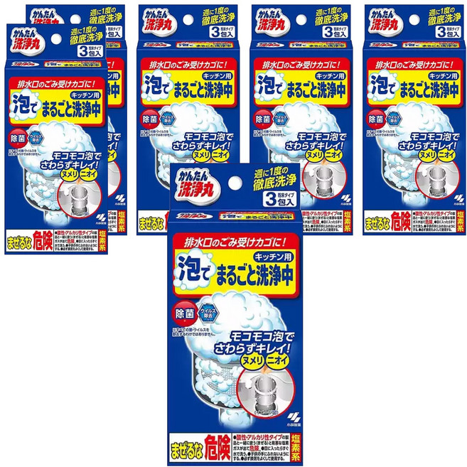 KOBAYASHI 小林製藥 廚房用排水口提籠清潔發泡粉 3包, 90g, 6盒