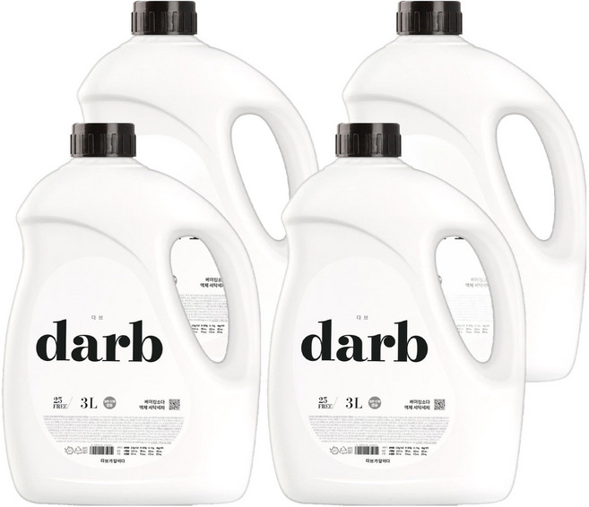 다브 베이킹소다 액체세탁세제 본품, 3L, 4개