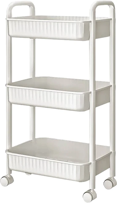 小麥購物 推車置物架 C500, 白色, 3層