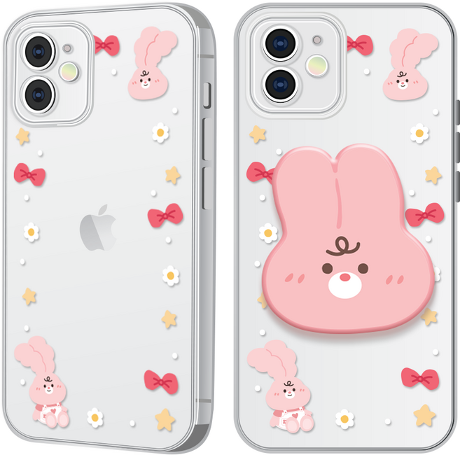 hottmall 蝴蝶結Lumi印花透明手機殼 + 氣囊支架套組